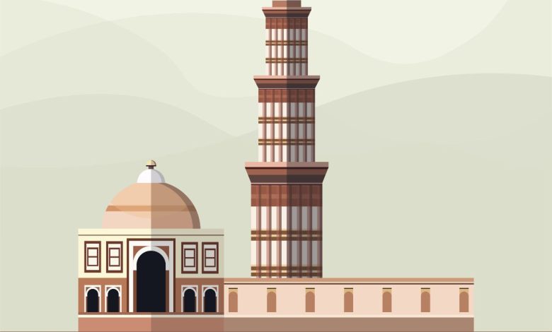 সুন্দর মসজিদ ও উঁচু মিনারের দৃশ্য